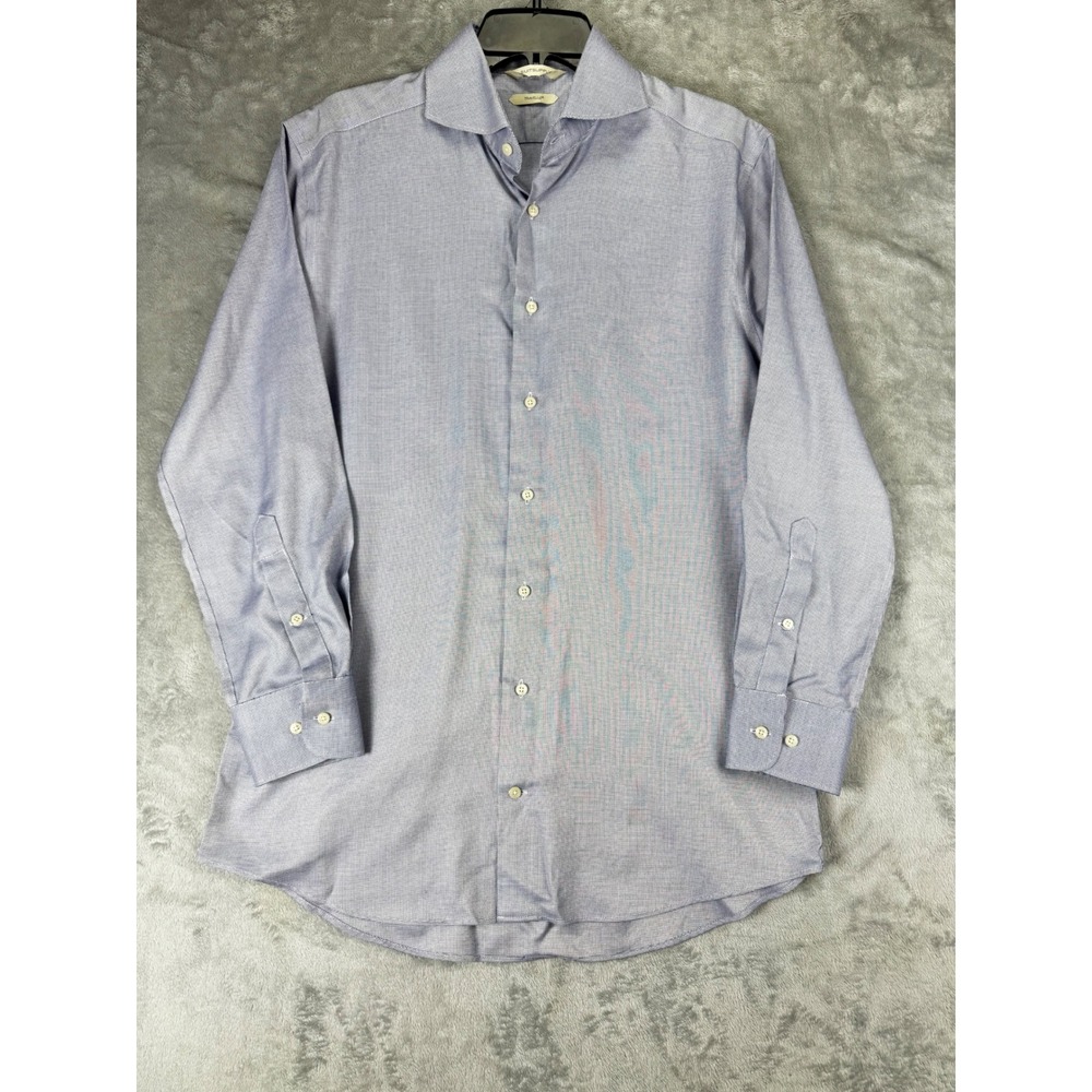 Suitsupply Mens Traveller Button Down Shirt 15.5 39 Blue Micro Check Dress Shirt